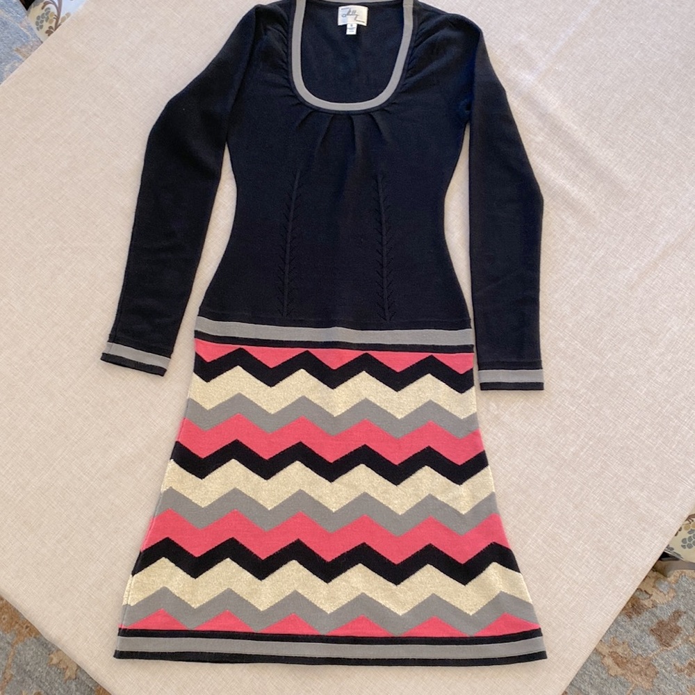Milly multi color long sleeve knit dress